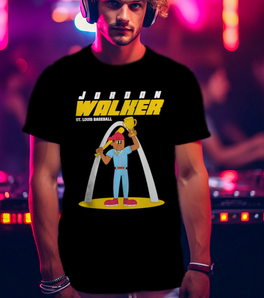 Jordan Walker St. Louis Baseball Animated Trophy Celebration T-Shirt