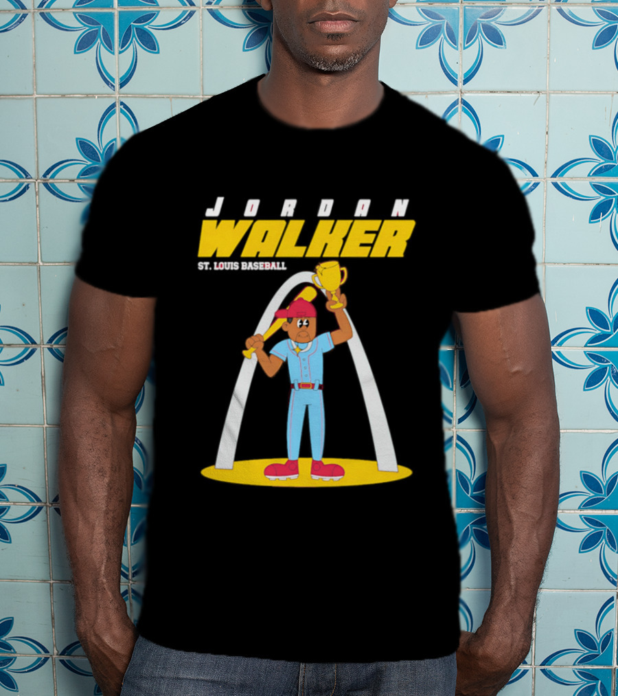 Jordan Walker St. Louis Baseball Animated Trophy Celebration T-Shirt