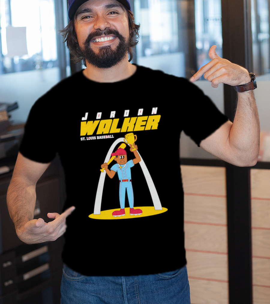 Jordan Walker St. Louis Baseball Animated Trophy Celebration T-Shirt