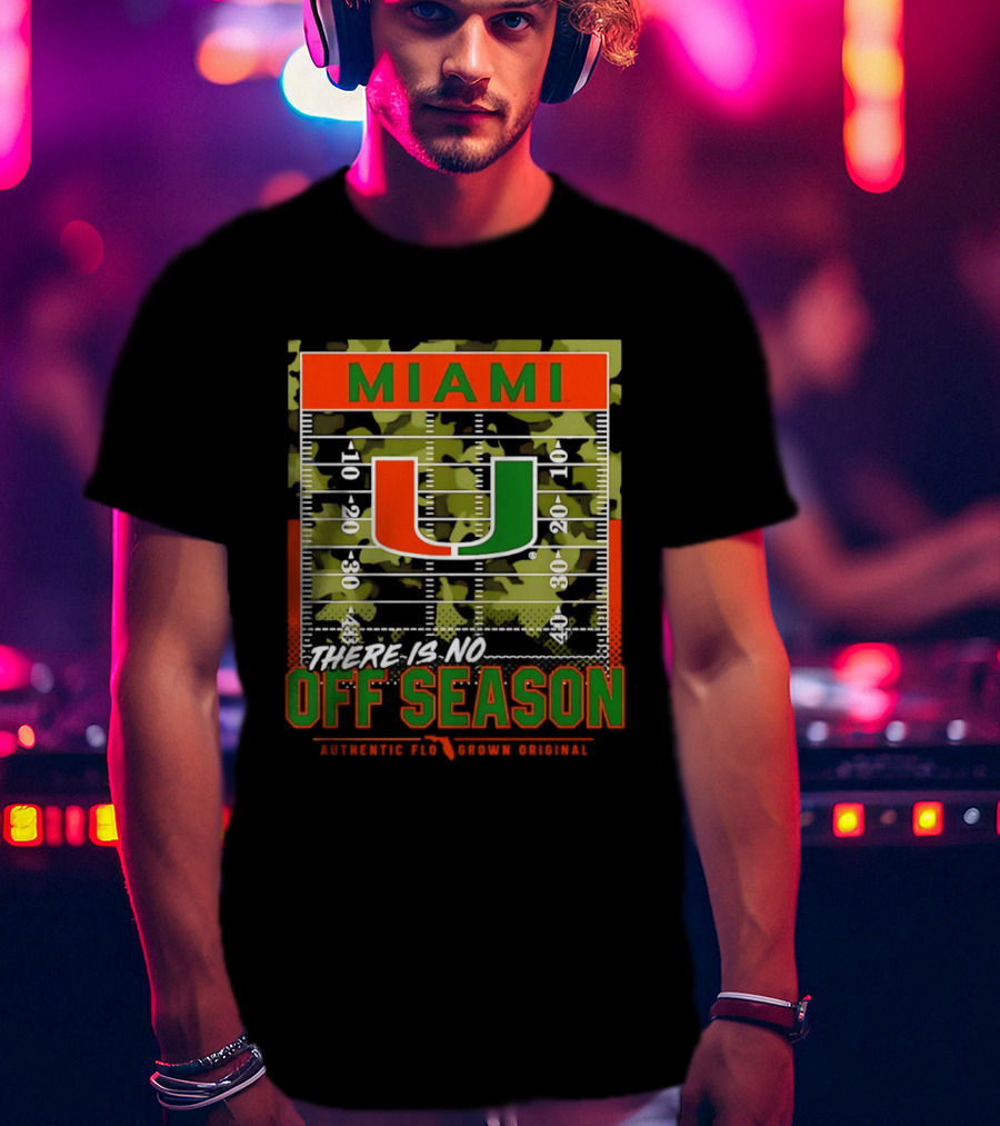 Miami Hurricanes U No Off Season Football Field Camo T-Shirt
