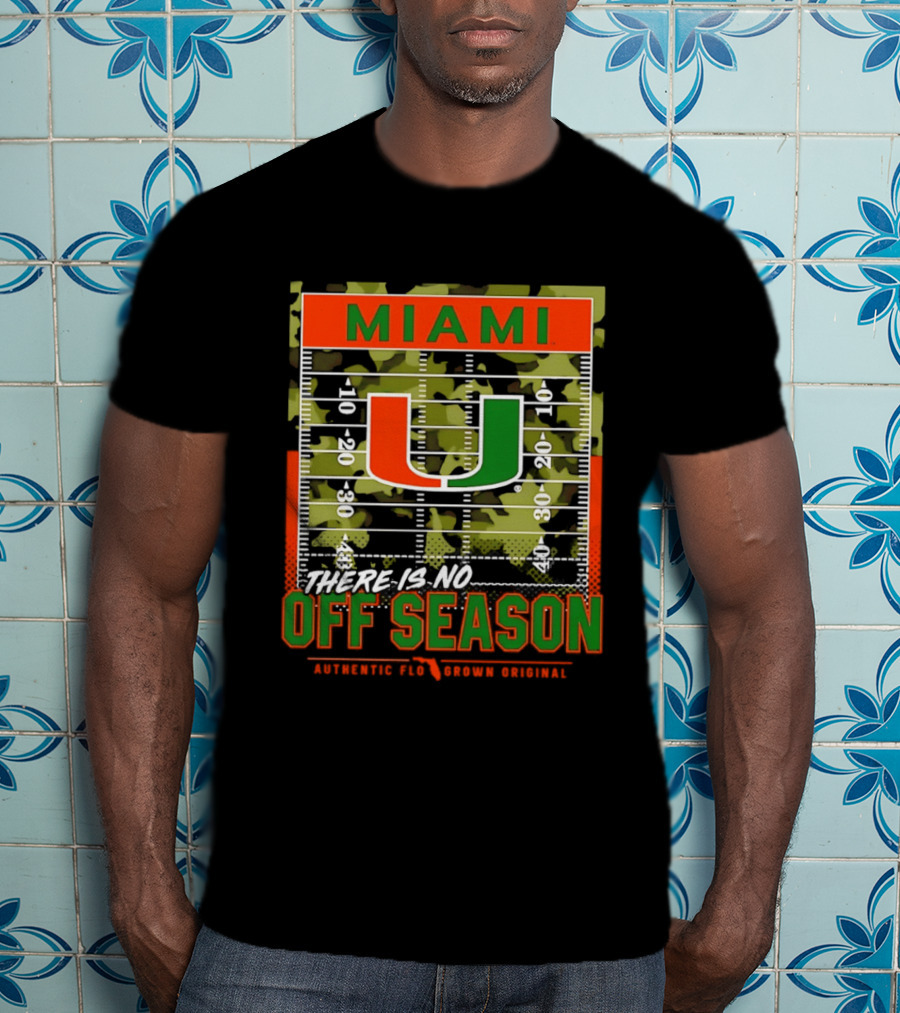 Miami Hurricanes U No Off Season Football Field Camo T-Shirt