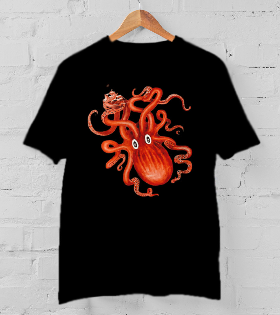 Kraken Vs Ship Nautical Adventure Monster T-Shirt