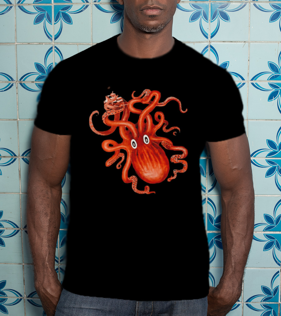 Kraken Vs Ship Nautical Adventure Monster T-Shirt