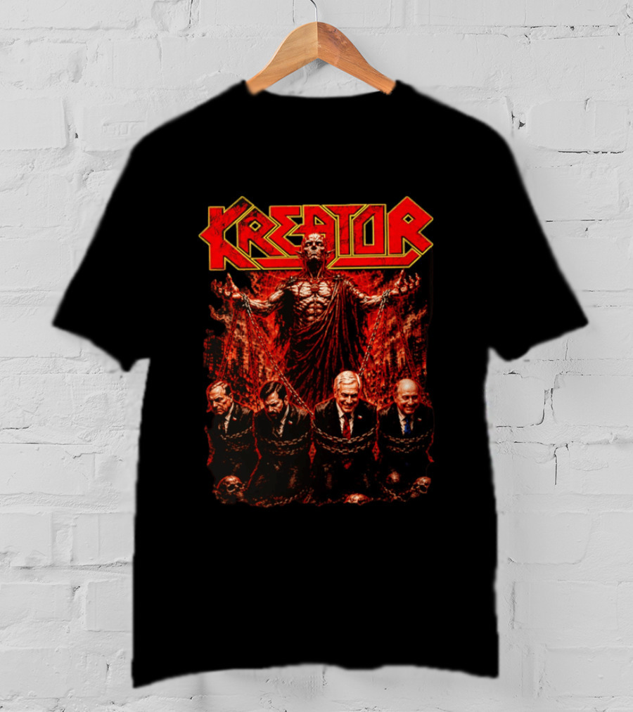 Kreator Devil Symbolism With Chilean Politicians Bound In Chains T-Shirt