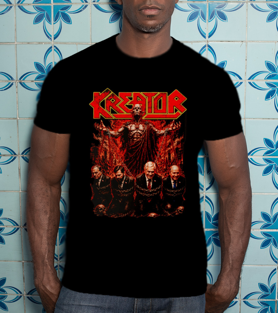 Kreator Devil Symbolism With Chilean Politicians Bound In Chains T-Shirt