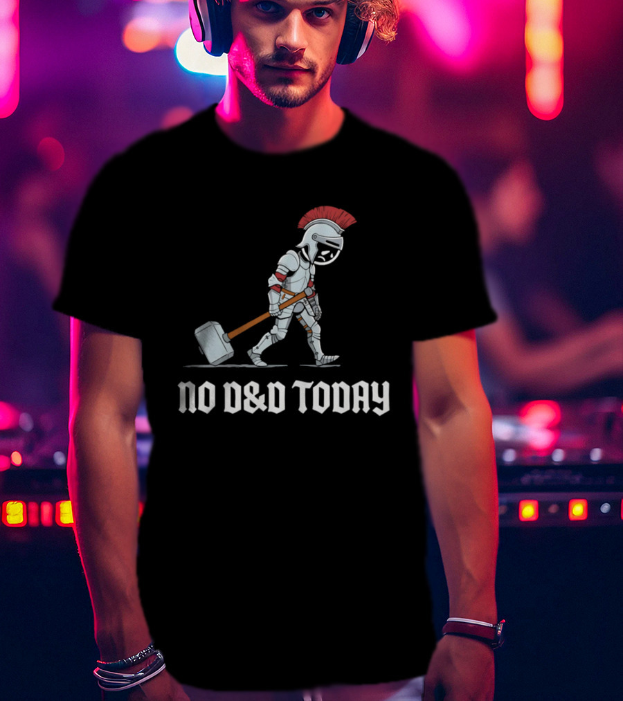 No D&D Today Cartoon Paladin Armor And Hammer T-Shirt