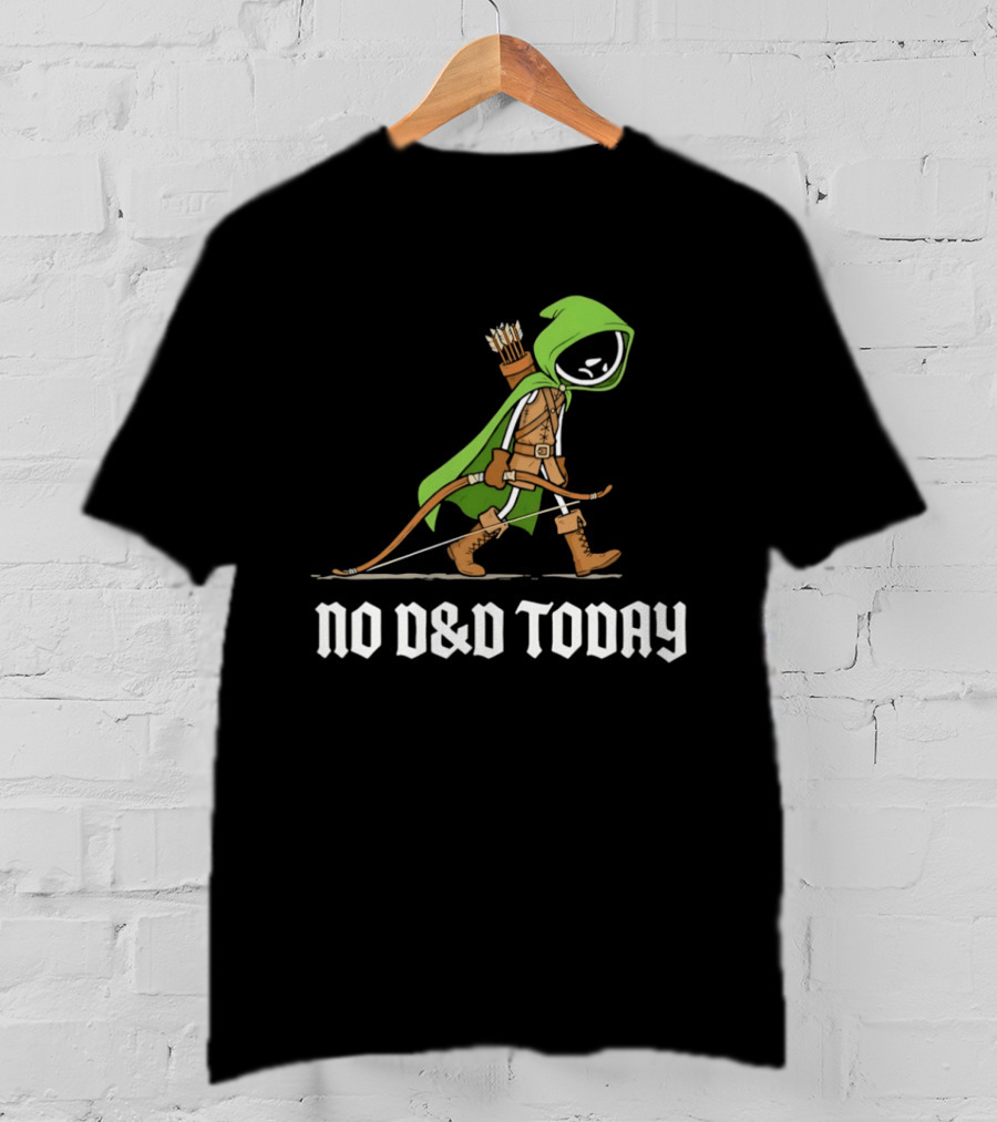 No D&D Today Ranger Cartoon Archer Green Hood Bow And Arrows T-Shirt