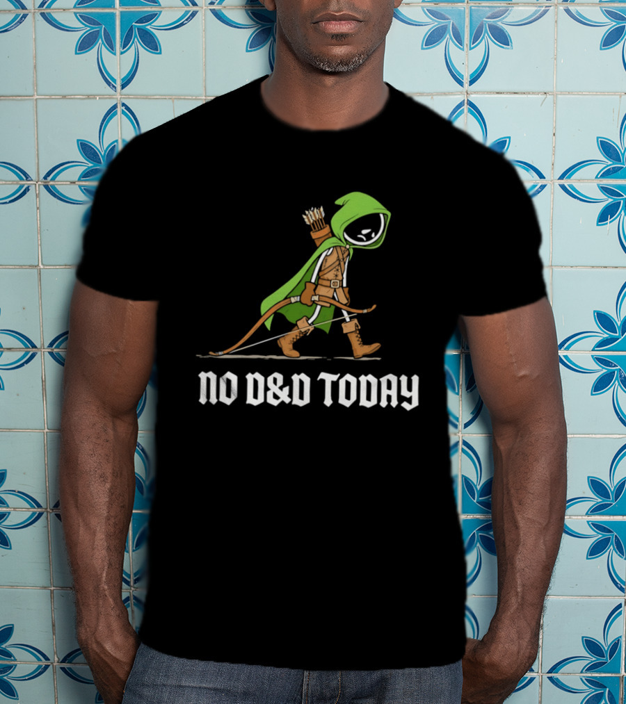 No D&D Today Ranger Cartoon Archer Green Hood Bow And Arrows T-Shirt