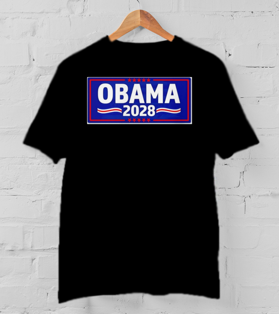 Obama 2028 Stars Stripes Political Campaign T-Shirt
