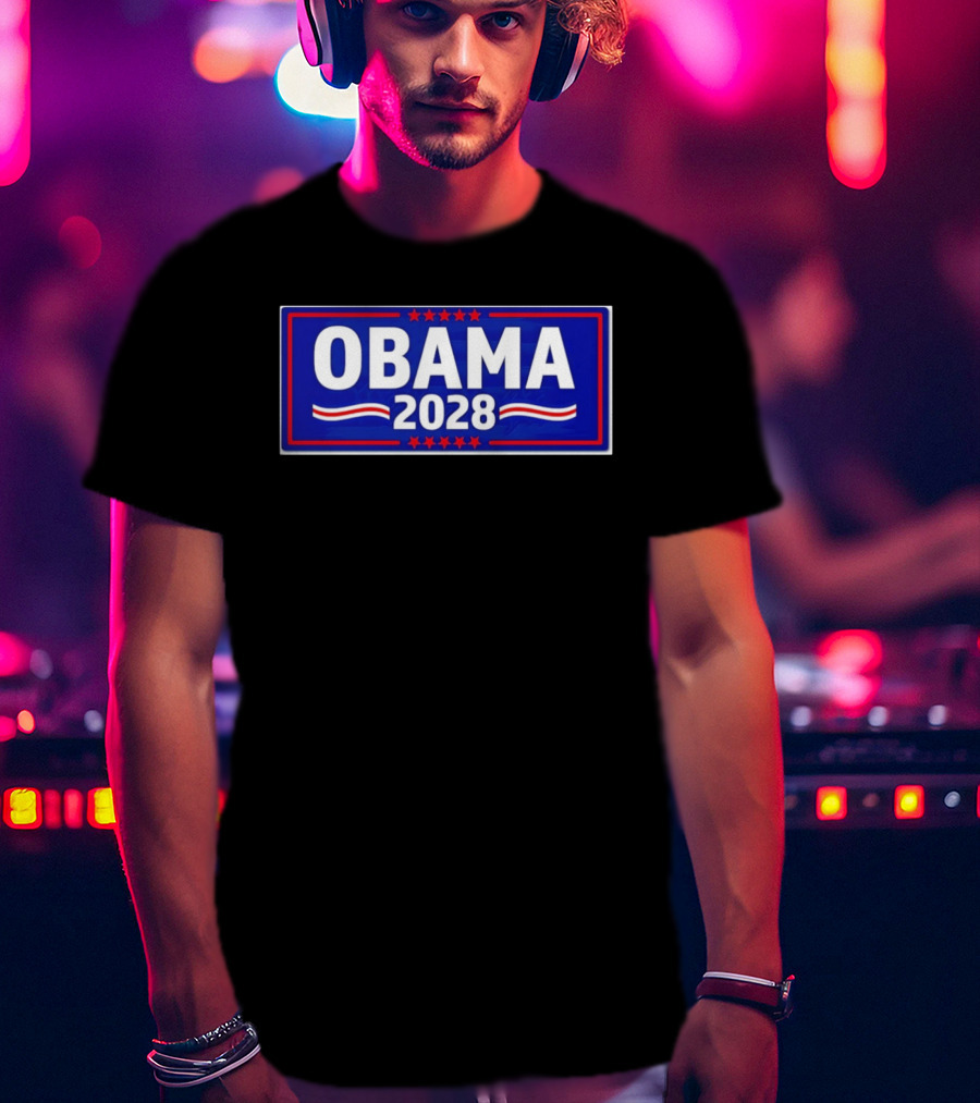 Obama 2028 Stars Stripes Political Campaign T-Shirt
