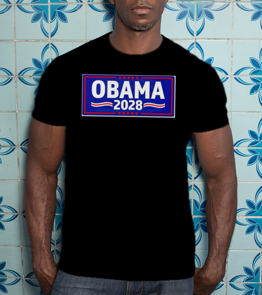 Obama 2028 Stars Stripes Political Campaign T-Shirt