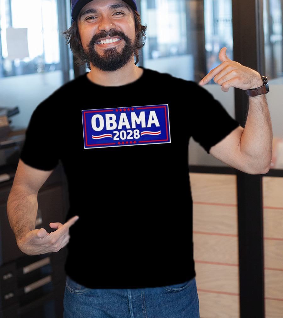 Obama 2028 Stars Stripes Political Campaign T-Shirt