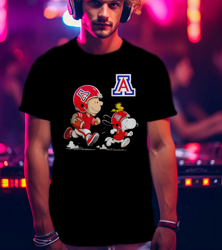 Peanuts Characters Football Arizona Wildcats Team Helmets And Jerseys T-Shirt