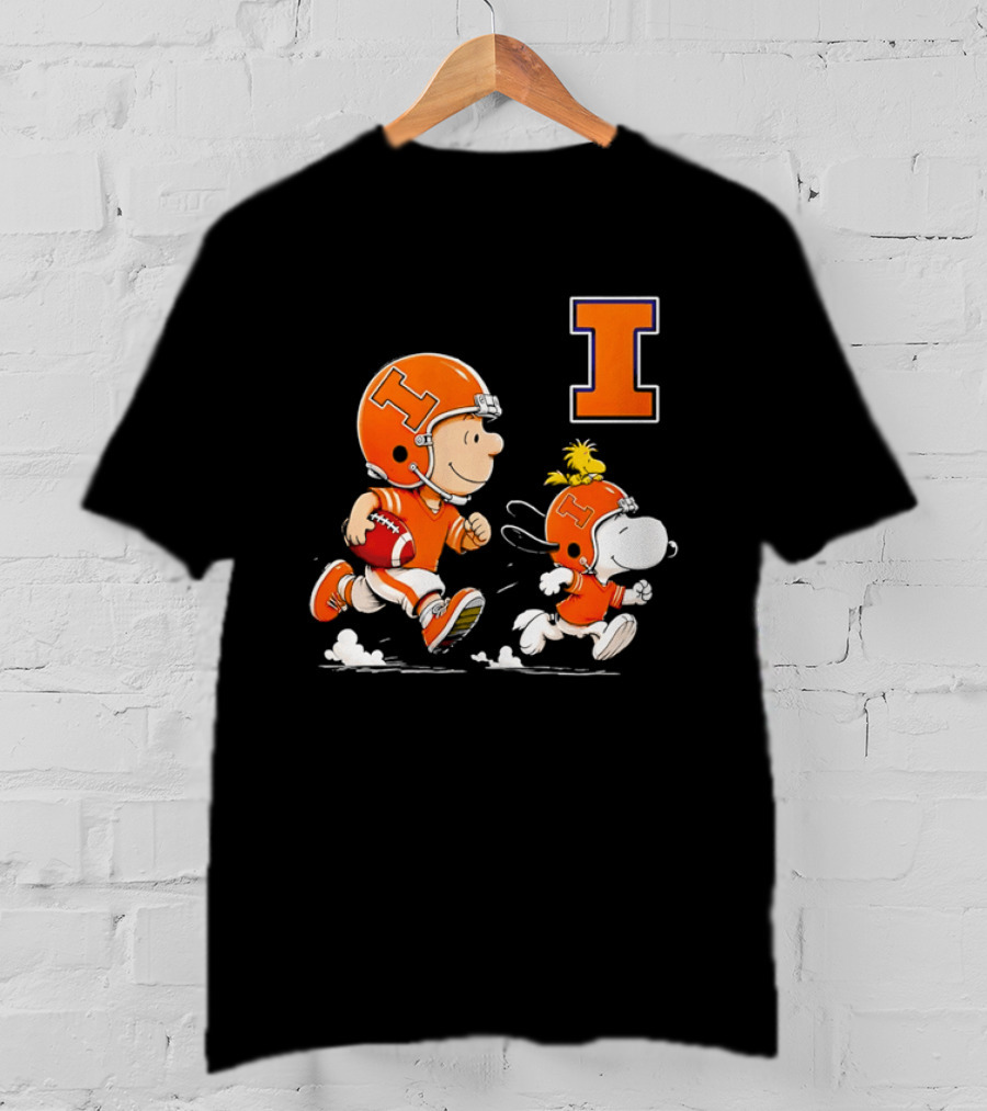 Charlie Brown Snoopy Football Running Letter I Peanuts T-Shirt