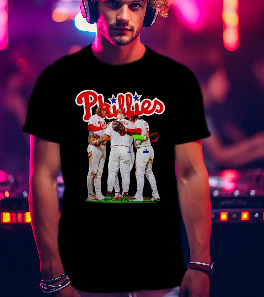 Philadelphia Phillies Team Huddle Harper '26 Baseball Collaboration T-Shirt