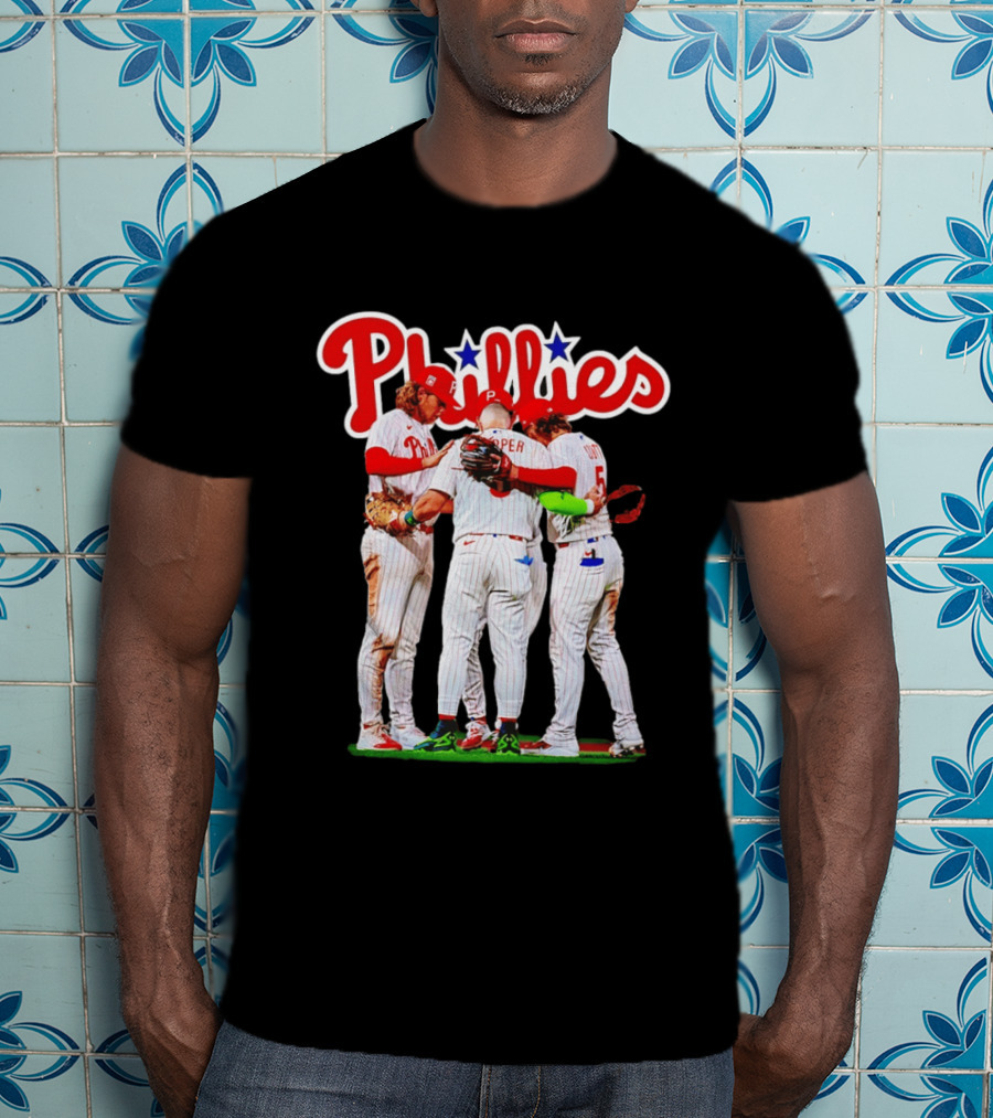 Philadelphia Phillies Team Huddle Harper '26 Baseball Collaboration T-Shirt