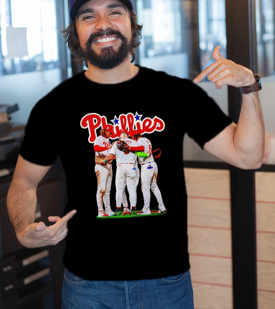 Philadelphia Phillies Team Huddle Harper '26 Baseball Collaboration T-Shirt