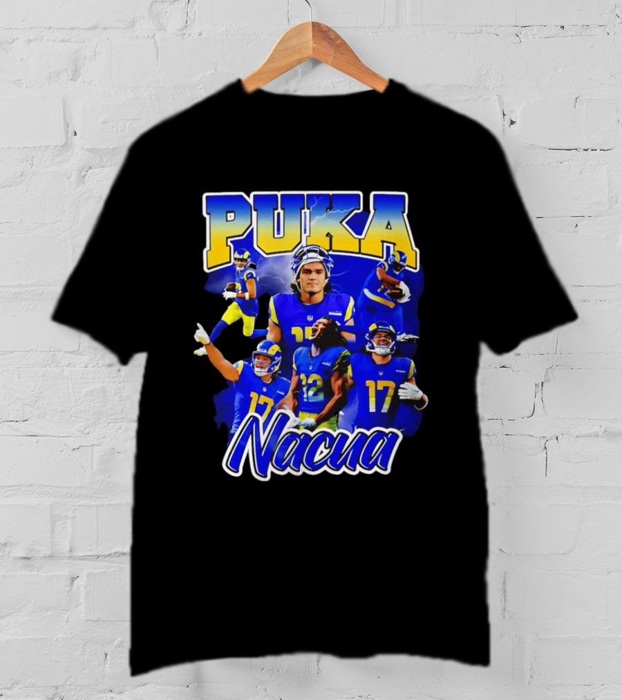 Puka Nacua Los Angeles Rams 17 Football Player Collage T-Shirt