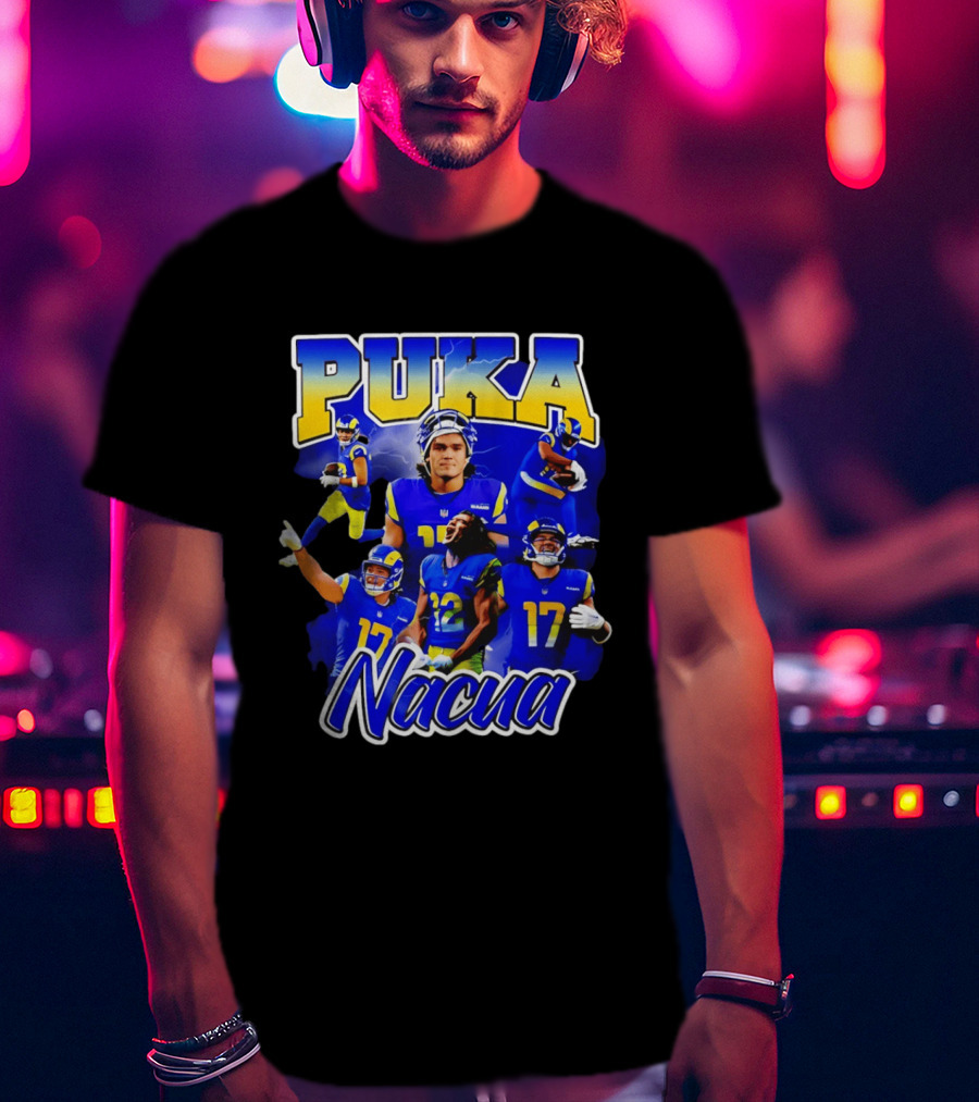 Puka Nacua Los Angeles Rams 17 Football Player Collage T-Shirt
