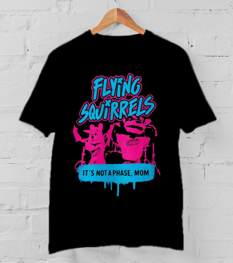 Richmond Flying Squirrels It's Not A Phase Mom Neon Squirrel Characters T-Shirt