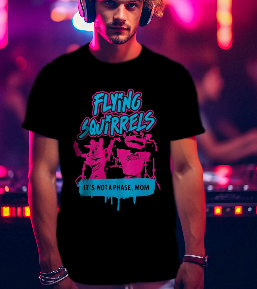 Richmond Flying Squirrels It's Not A Phase Mom Neon Squirrel Characters T-Shirt