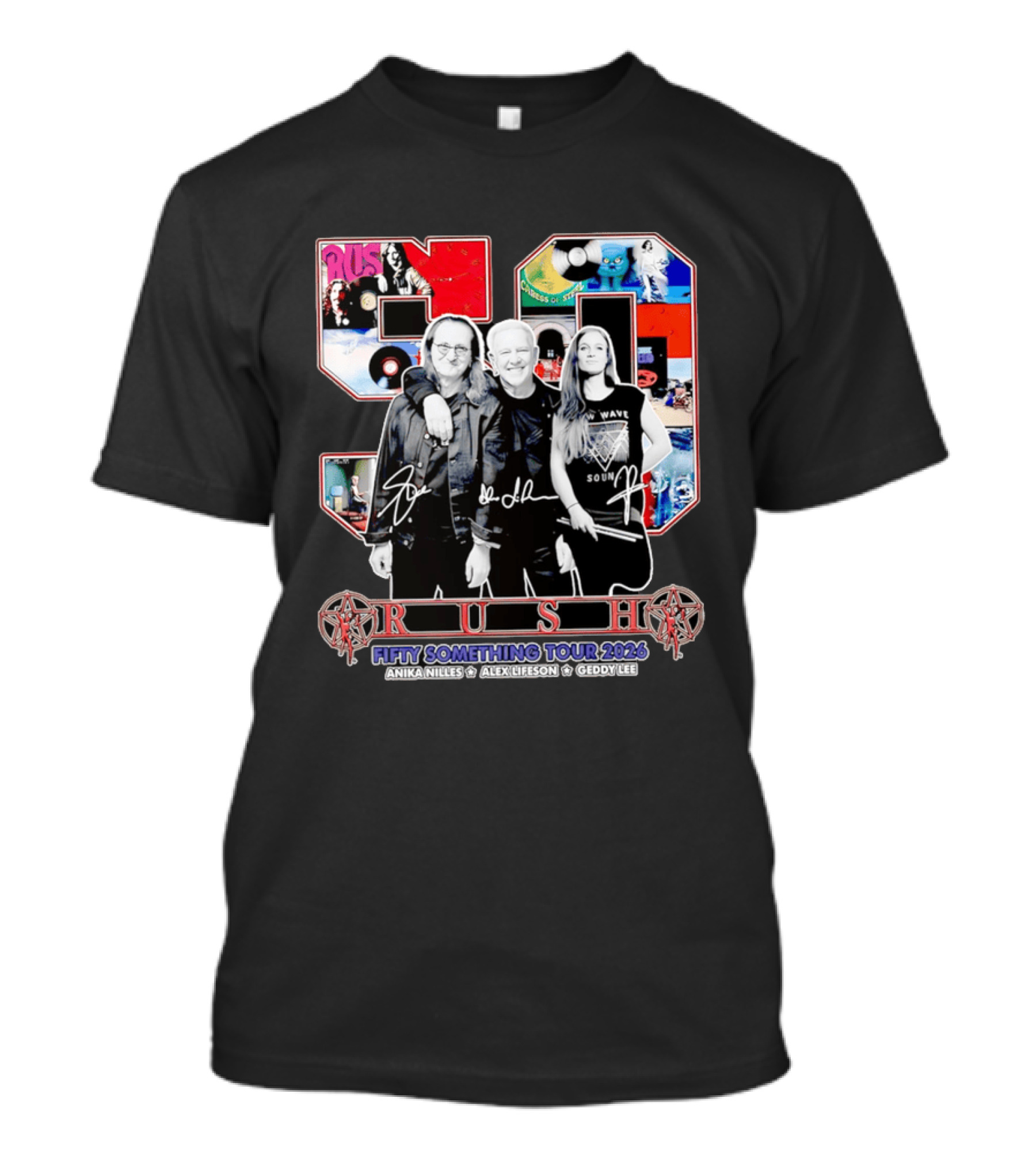 Rush Fifty Something Tour 2026 Anika Nilles Alex Lifeson Geddy Lee T-Shirt