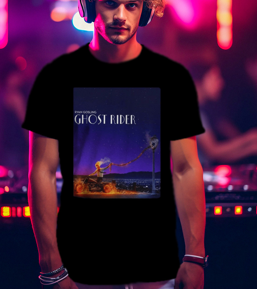 Ryan Gosling Ghost Rider Meets La La Land Lamppost Scene T-Shirt