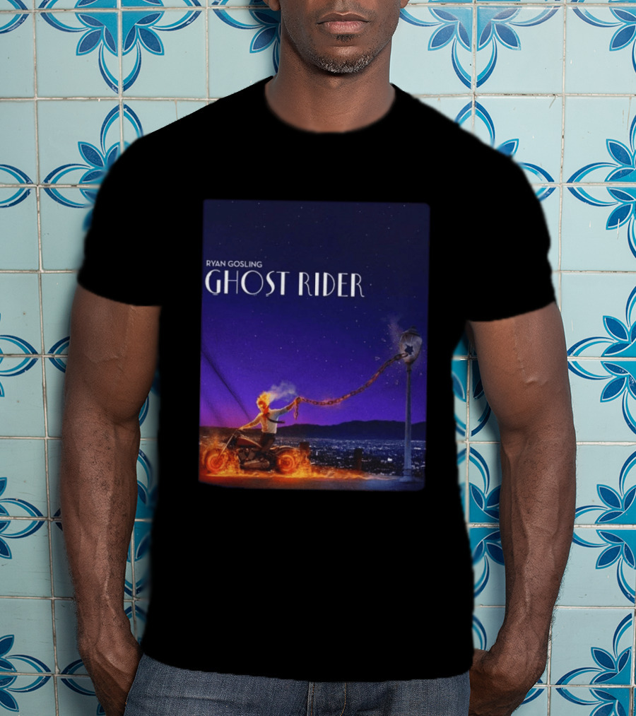 Ryan Gosling Ghost Rider Meets La La Land Lamppost Scene T-Shirt