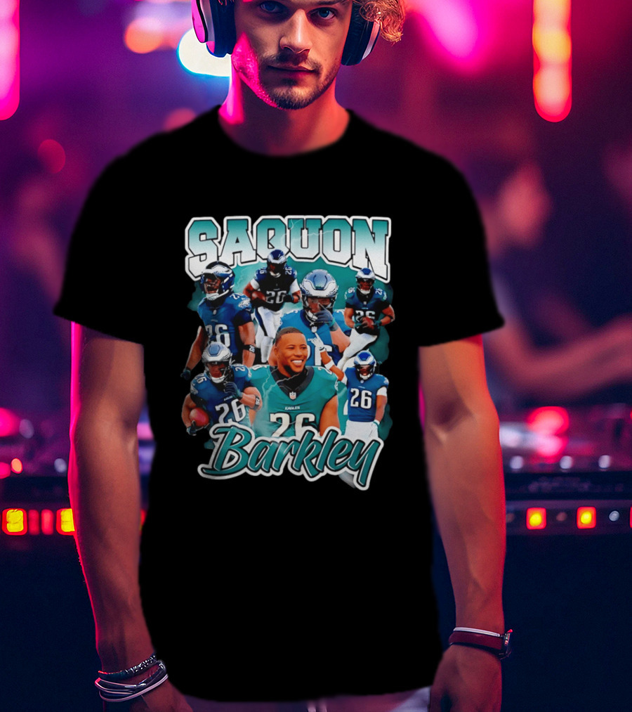 Saquon Barkley Eagles Number 26 Player Collage T-Shirt