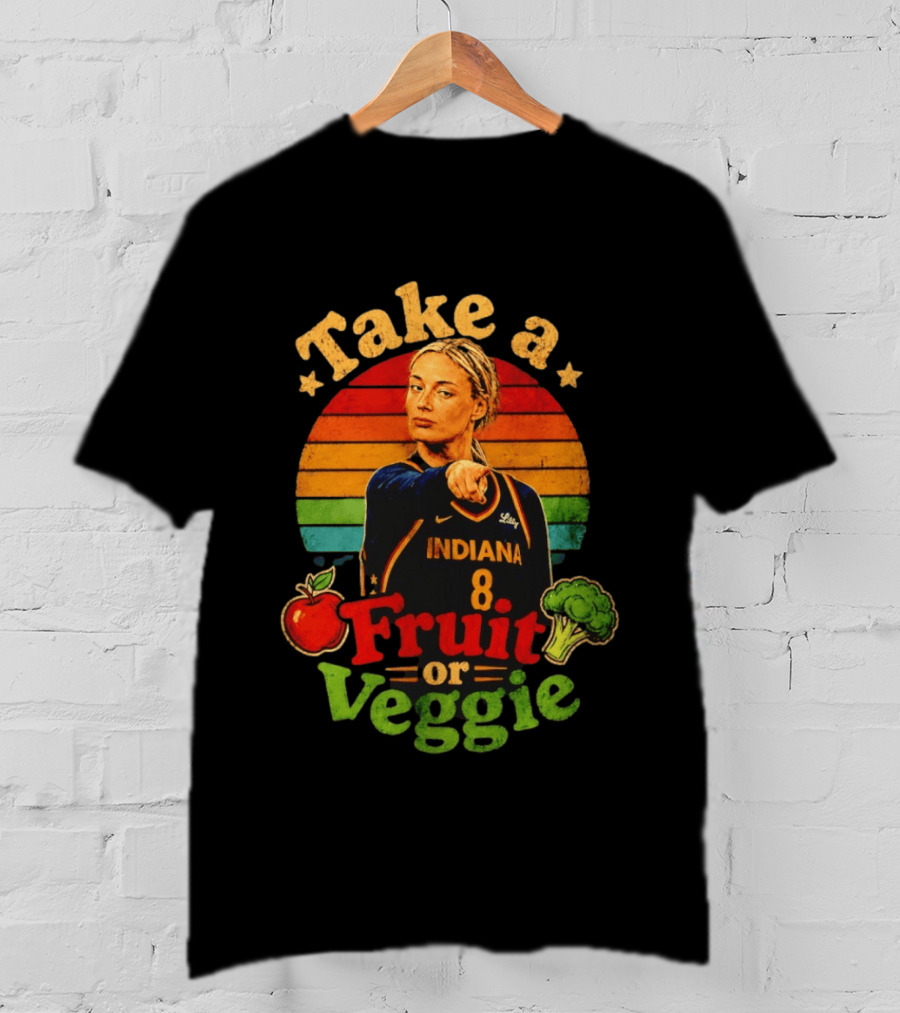 Sophie Cunningham Indiana Fever Take A Fruit Or Veggie Rainbow Stripes T-Shirt