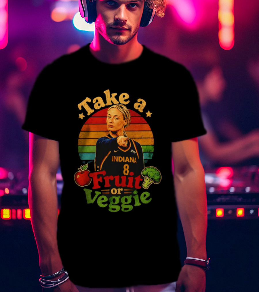 Sophie Cunningham Indiana Fever Take A Fruit Or Veggie Rainbow Stripes T-Shirt
