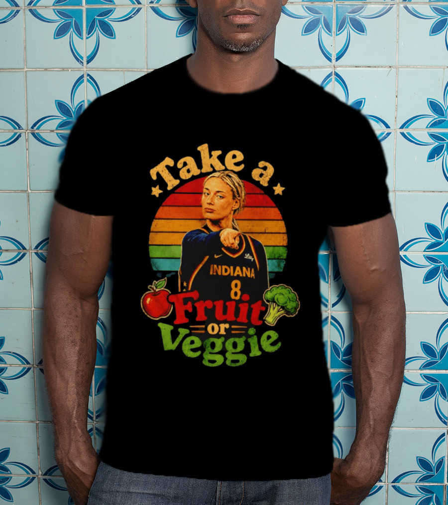 Sophie Cunningham Indiana Fever Take A Fruit Or Veggie Rainbow Stripes T-Shirt