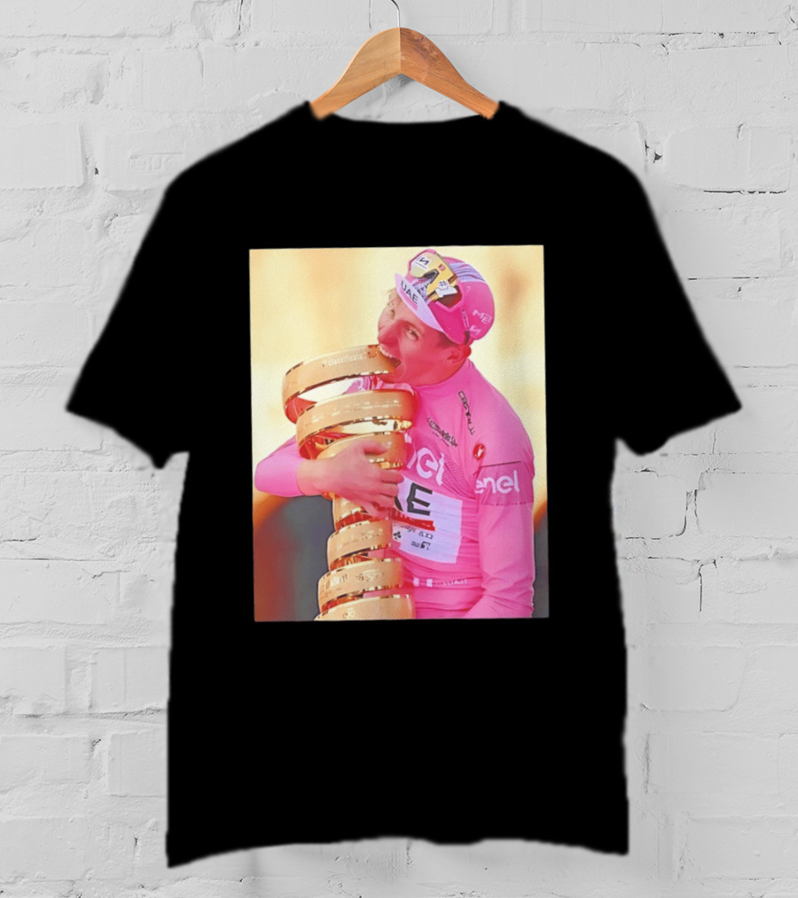 Tadej Pogačar Trophy Celebration UAE Pink Jersey T-Shirt