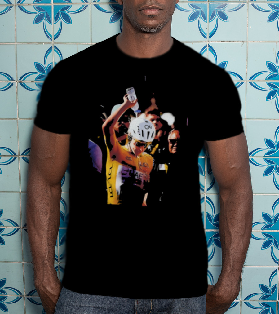 Tadej Pogačar Cooling Off With Water Bottle T-Shirt