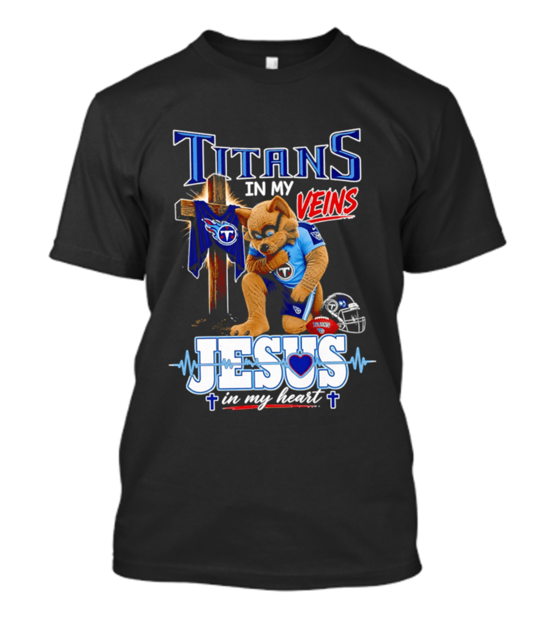 Tennessee Titans In My Veins Jesus In My Heart Rex T-Shirt