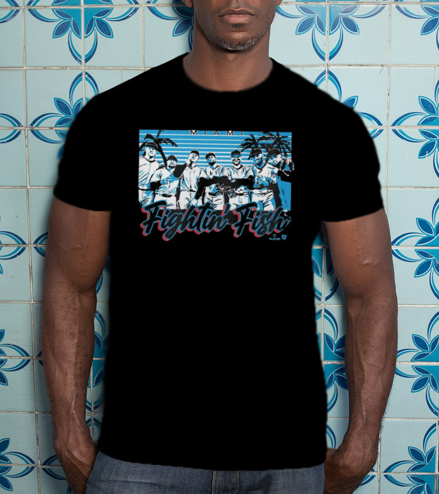 Miami Fightin' Fish Baseball Team Palm Trees T-Shirt