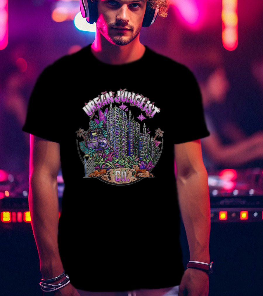 Urban Junglist Co Jungle Cityscape Boombox Vibes T-Shirt
