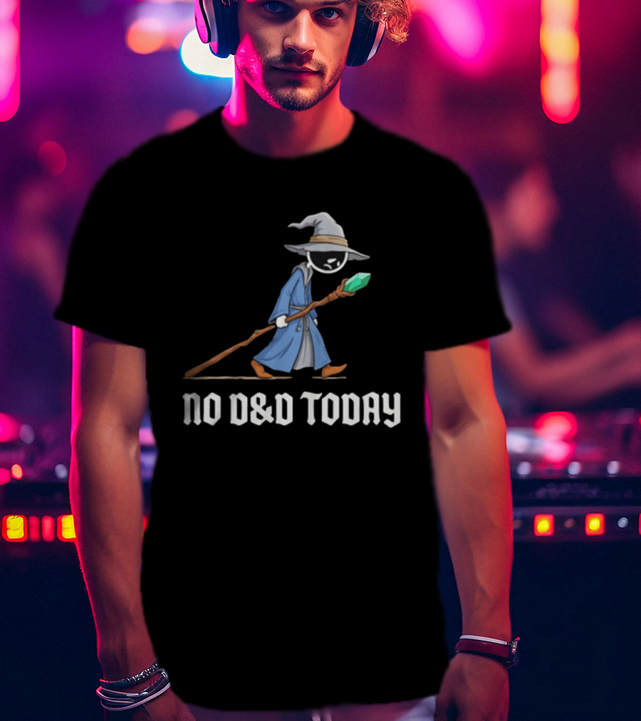 No D&D Today Cartoon Wizard With Staff And Hat T-Shirt
