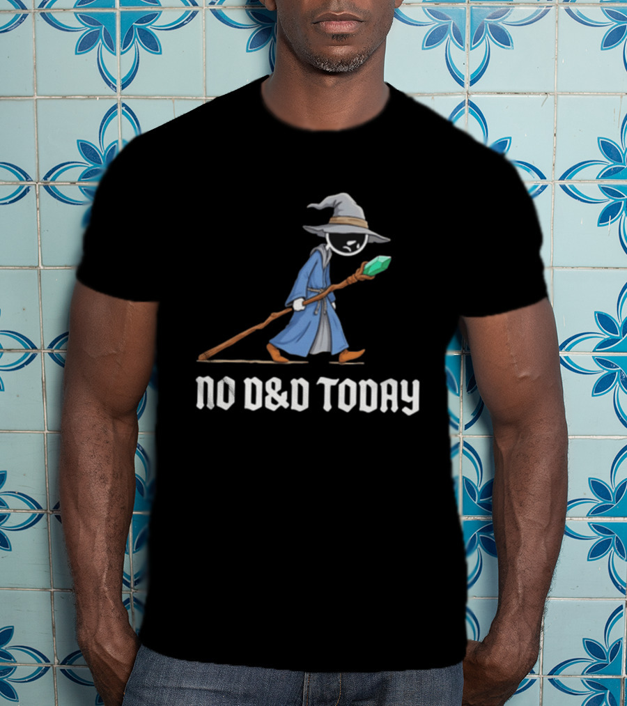 No D&D Today Cartoon Wizard With Staff And Hat T-Shirt
