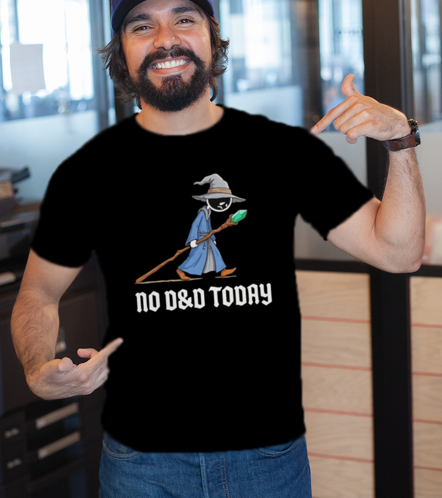 No D&D Today Cartoon Wizard With Staff And Hat T-Shirt