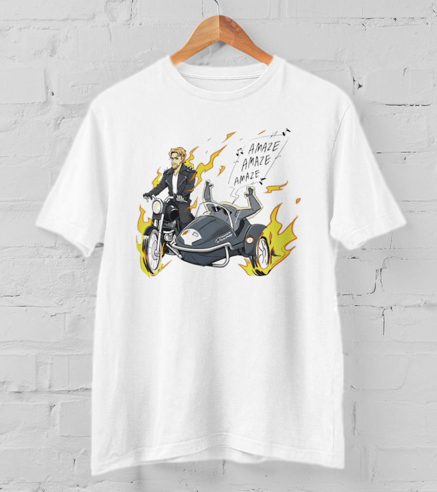 Amaze Amaze Amaze Ghost Rider Motorcycle Sidecar Flames T-Shirt