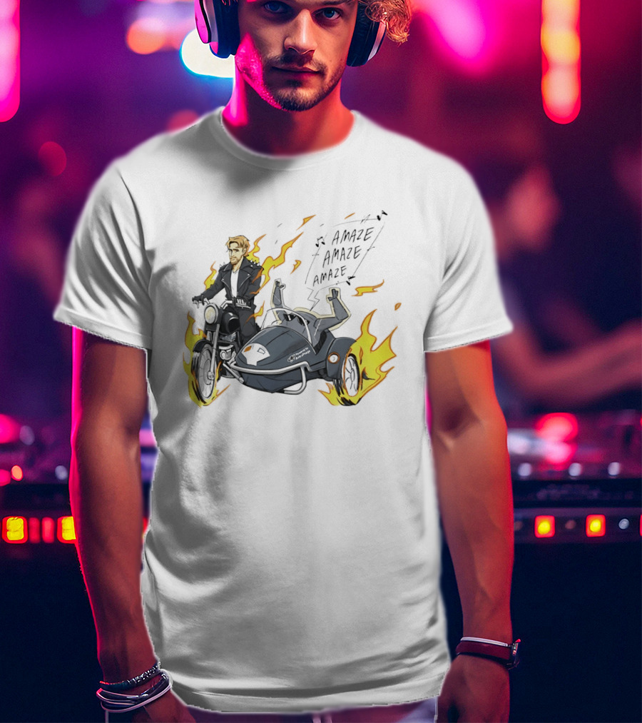 Amaze Amaze Amaze Ghost Rider Motorcycle Sidecar Flames T-Shirt