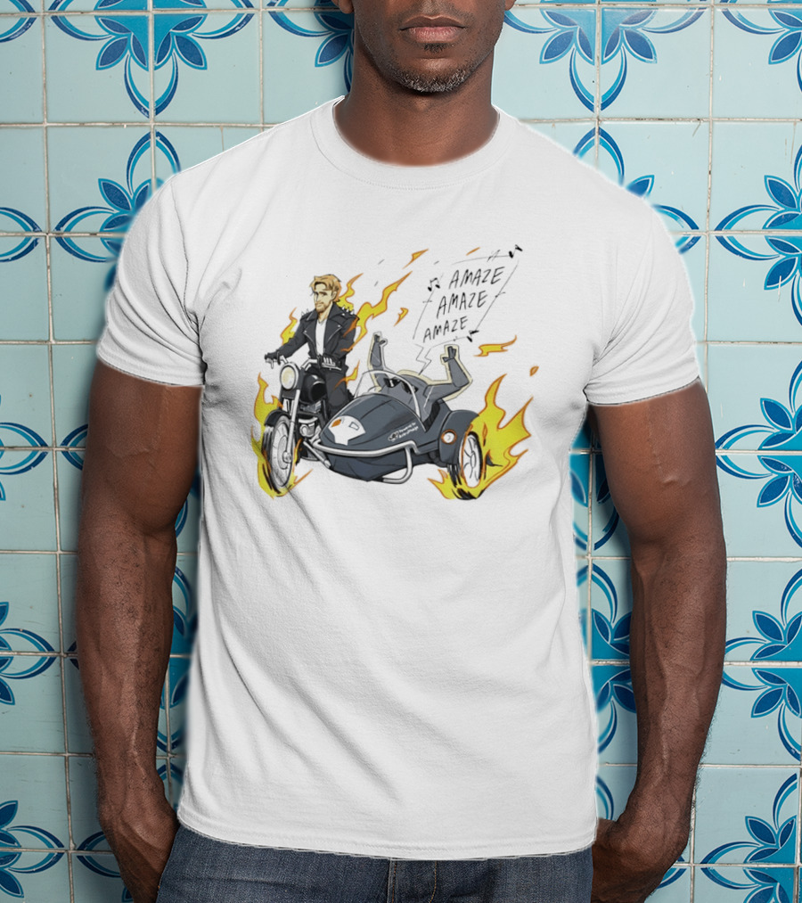 Amaze Amaze Amaze Ghost Rider Motorcycle Sidecar Flames T-Shirt