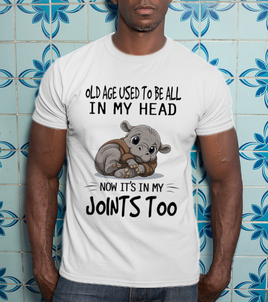 Old Age Used To Be All In My Head Now It's In My Joints Too Cute Hippopotamus T-Shirt