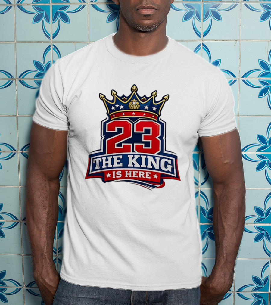 LeBron James 23 The King Is Here Crown Philadelphia 76ers NBA T-Shirt