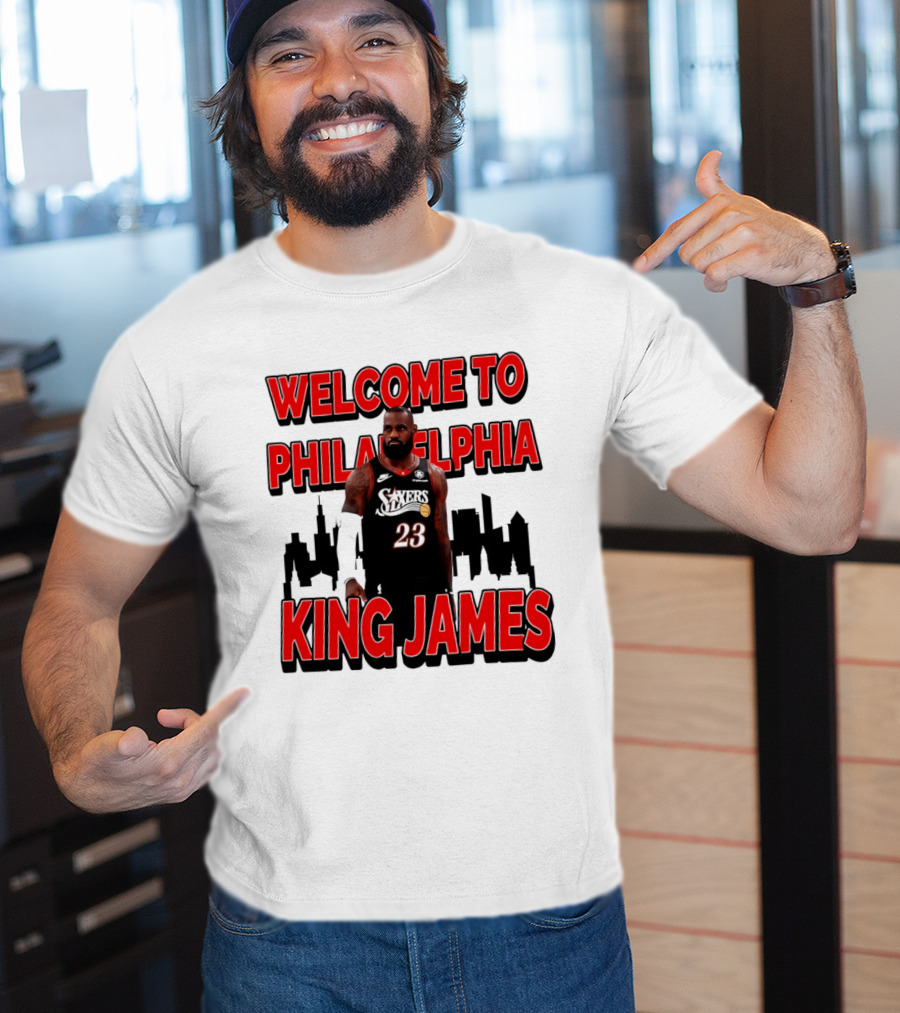 Philadelphia 76ers Welcome King James To Philadelphia Skyline T-Shirt