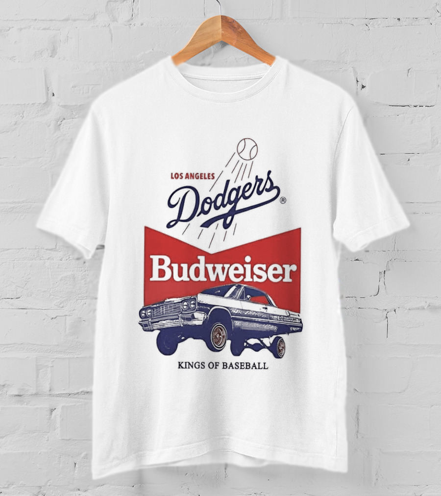 Los Angeles Dodgers Budweiser Kings Of Baseball Retro Car T-Shirt