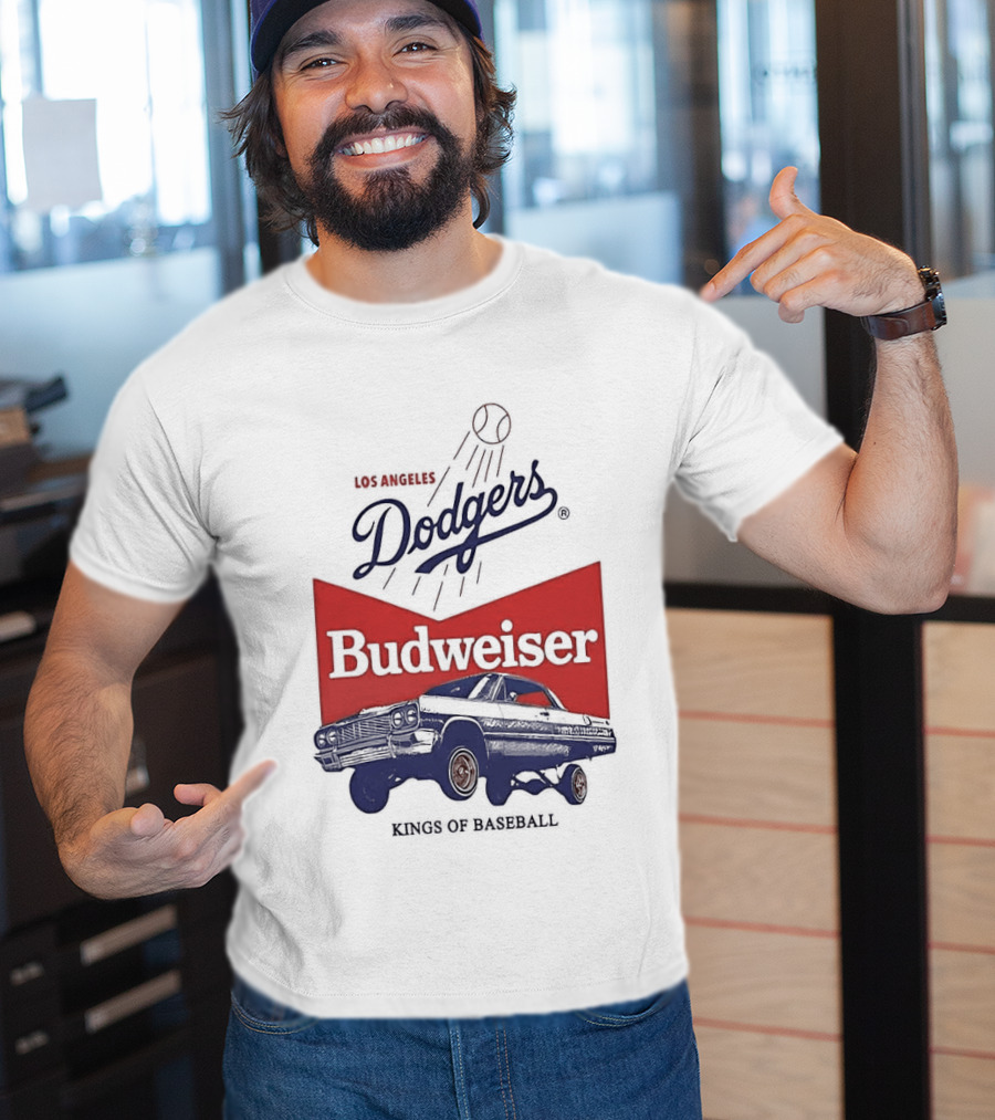 Los Angeles Dodgers Budweiser Kings Of Baseball Retro Car T-Shirt