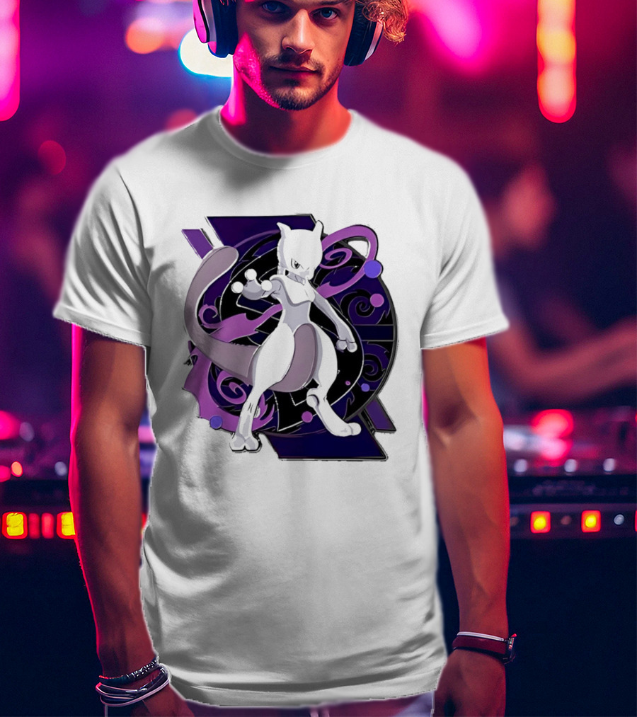 Pokemon Mewtwo Psychic Power Strike Dynamic Pose T-Shirt
