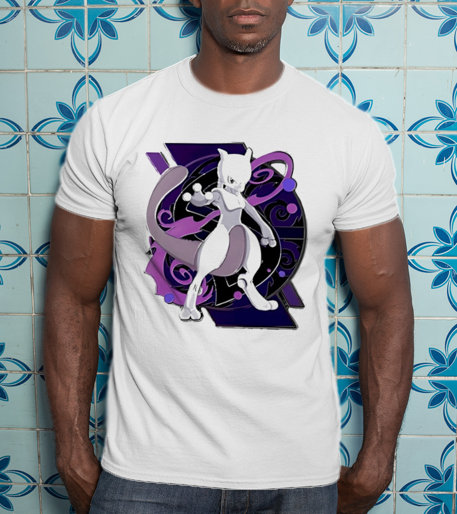 Pokemon Mewtwo Psychic Power Strike Dynamic Pose T-Shirt